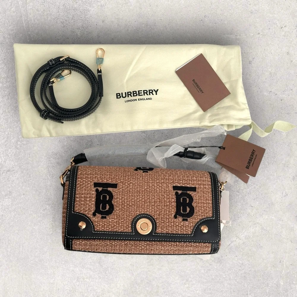 Burberry TB Faux Rafia Flap Bag - Picture 10 of 10